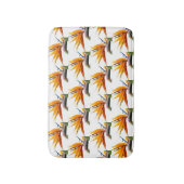 Orange Bird of Paradise Pflanze Pattern auf Weiß Badematte (Vorderseite Vertikal)