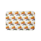 Orange Bird of Paradise Pflanze Pattern auf Weiß Badematte (Vorderseite)
