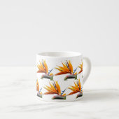 Orange Bird of Paradise Pflanze Pattern auf Weiß Espressotasse (Vorderseite Rechts)
