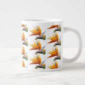 Orange Bird of Paradise Pflanze Pattern auf Weiß Jumbo-Tasse (Rechts)