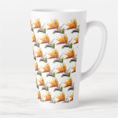 Orange Bird of Paradise Pflanze Pattern auf Weiß Milchtasse (Rechts)