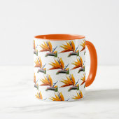 Orange Bird of Paradise Pflanze Pattern auf Weiß Tasse (VorderseiteRechts)