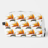 Orange Bird of Paradise Pflanze Pattern auf Weiß Waschbeutel (Vorderseite)