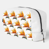 Orange Bird of Paradise Pflanze Pattern auf Weiß Waschbeutel (Rechte Ecke)