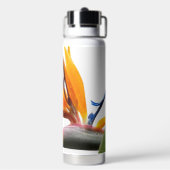 Orange Bird of Paradise Pflanze Trinkflasche (Hinten)