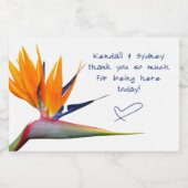 Orange Bird of Paradise Wedding Champagne Schaumweinetikett (Einzelnes Label)