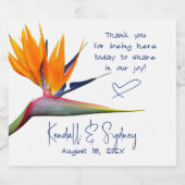 Orange Bird of Paradise Wedding Schaumweinetikett (Einzelnes Label)