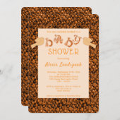 Orange Birds & Gemstones Kinderdusche Einladung (Vorne/Hinten)