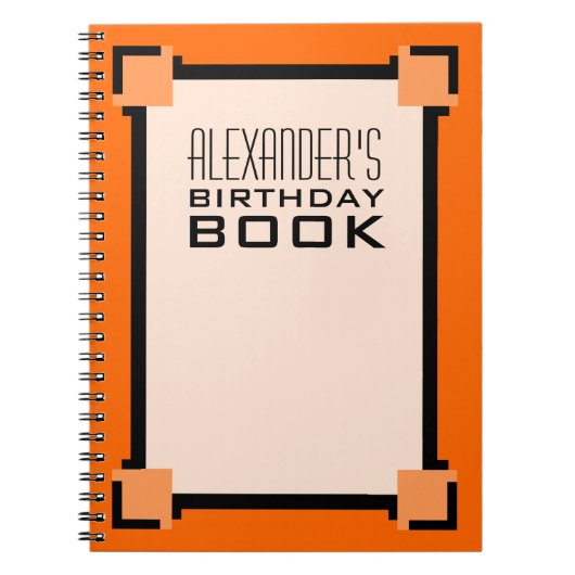 Orange Birthday Art Deco Buch (Vorderseite)