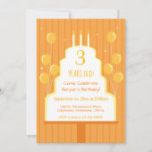 Orange Birthday Cake und Balloons | Einladung (Vorderseite)