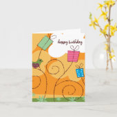 Orange Birthday Card Karte (Gelbe Blume)