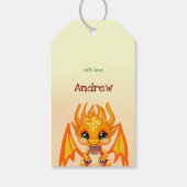 Orange Birthday Dragon  Geschenkanhänger (Rückseite)