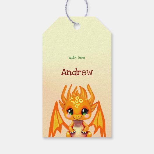 Orange Birthday Dragon  Geschenkanhänger (Rückseite)