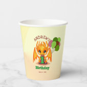 Orange Birthday Dragon  Pappbecher (Vorderseite)
