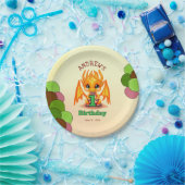 Orange Birthday Dragon  Pappteller (Party)