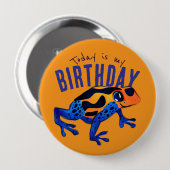 Orange Birthday Frosch Button (Vorne & Hinten)