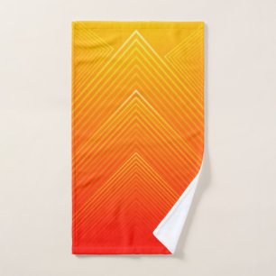 Orange bis gelbe geometrische Orange Badhandtuch Set