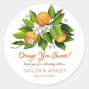 Orange bist du süße Frucht   Hochzeit Runder Aufkleber