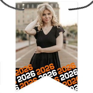 Orange & Black 16 Foto Abschluss Hängebanner Wimpelkette