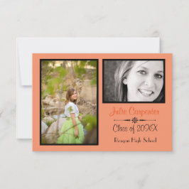 Orange/Black 2 Foto Collage-3x5 Grad Bekanntgabe Einladung