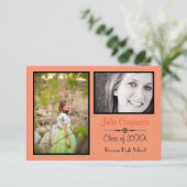 Orange/Black 2 Foto Collage-3x5 Grad Bekanntgabe Einladung (Stehend Vorderseite)