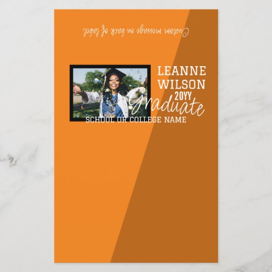 Orange Black Abschluss Candy Bar Wrapper Flyer (Vorne)