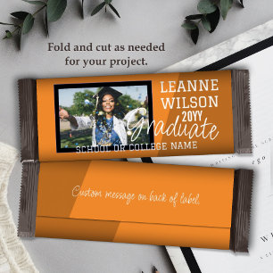Orange Black Abschluss Candy Bar Wrapper Flyer