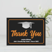Orange Black Abschluss Custom Graduate Dankeskarte (Stehend Vorderseite)