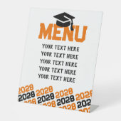 Orange & Black Abschluss Menu Party Sockelschild (Vorderseite)
