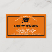 Orange & Black Abschluss Mini Abschluss Einladunge Visitenkarte (Vorderseite)