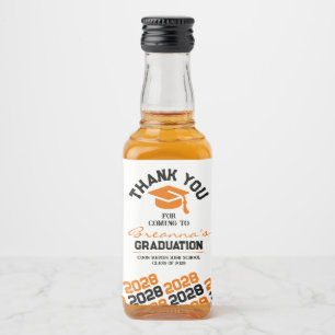 Orange & Black Abschluss Vielen Dank Mini Alkoholflaschenetikett