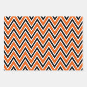 Orange, Black, and White Chevron & Stripe Patterns Geschenkpapier Set (Vorderseite)