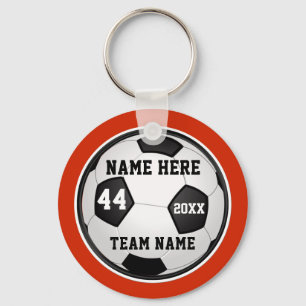 Orange, Black and White Soccer Gifts, Personalized Schlüsselanhänger