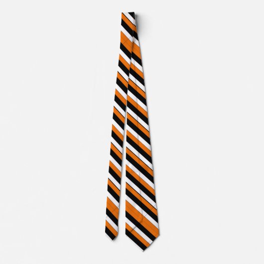 Orange Black and White University Strip Krawatte (Rückseite)