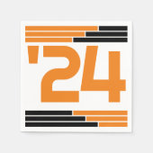 Orange & Black Bars Class of '24 Grad Party Serviette (Vorderseite)