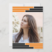 Orange & Black Bars Ein Foto Grad Party Einladung (Rückseite)