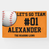Orange Black Baseball Team Spirit Banner (Horizontal)