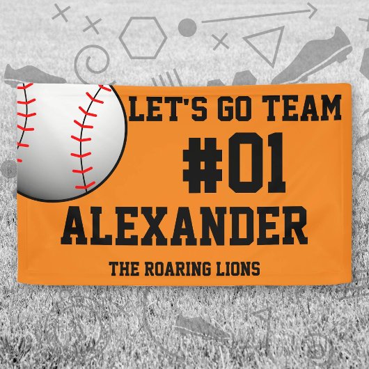 Orange Black Baseball Team Spirit Banner