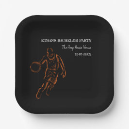 Orange Black Basketball Champion Bachelor Party pa Pappteller