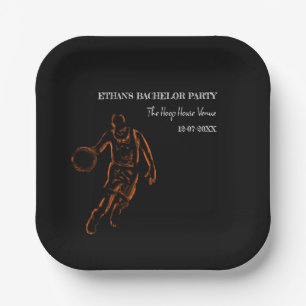 Orange Black Basketball Champion Bachelor Party pa Pappteller