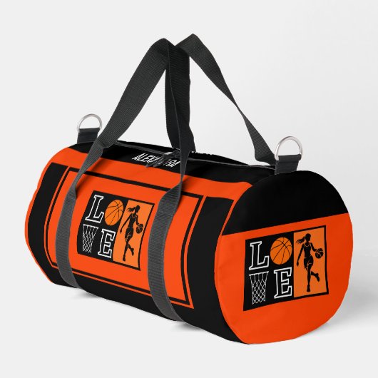 Orange Black Basketball Player Girl Birthday Duffle Bag (Linke Seite)