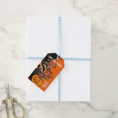 Orange Black Beängstigend Pumpkin Halloween-Party Geschenkanhänger (Mit Garn)