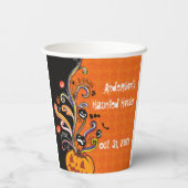 Orange Black Beängstigend Pumpkin Halloween-Party  Pappbecher (Rückseite)