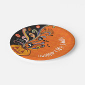 Orange Black Beängstigend Pumpkin Halloween-Party Pappteller (Schrägansicht)