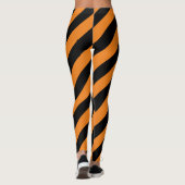 Orange Black Big Diagonal Stripe Muster Leggings (Rückseite)