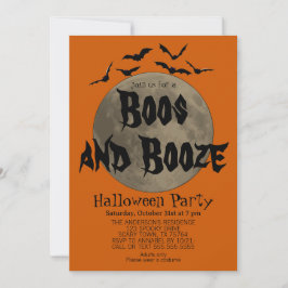 Orange Black Boos und Booze Halloween Einladung