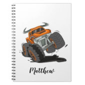Orange Black Boys' Monster Truck Name Personalisie Notizblock (Vorderseite)