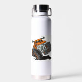 Orange Black Boys' Monster Truck Name Personalisie Trinkflasche (Rückseite)