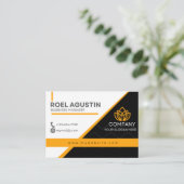 Orange Black Business Card Visitenkarte (Stehend Vorderseite)