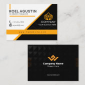 Orange Black Business Card Visitenkarte (Vorne/Hinten)